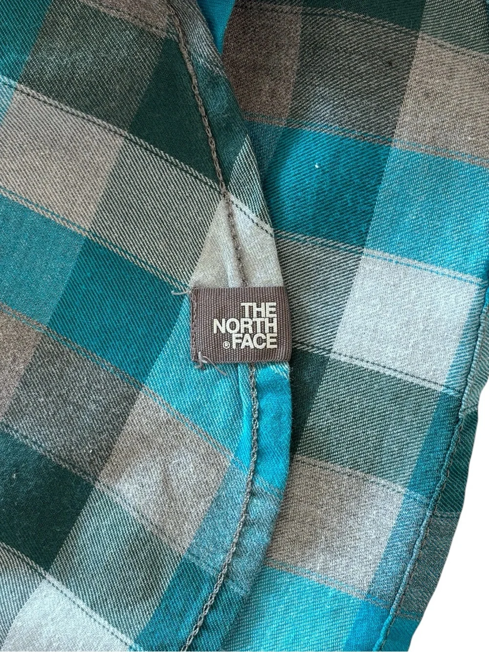 The North Face Blue Gray Plaid Button Front Shirt Western Men’s Size Large